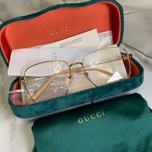 GUCCI Rectangular-frame metal glasses